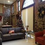Community Room with holiday decorations